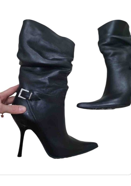 Allbucks Italyan Yapım Körüklü Stiletto Ince Topuklu Gerçek Hakiki Deri Çizme ABDGR102 modelleri