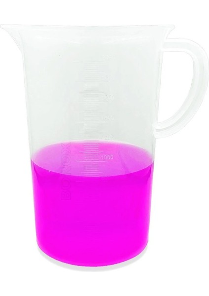 Kulplu Plastik Beher 2000 ml Kabartma Dereceli Beaker Ölçü Kabı 2 Litre