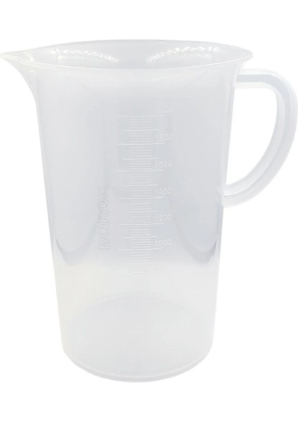Kulplu Plastik Beher 2000 ml Kabartma Dereceli Beaker Ölçü Kabı 2 Litre