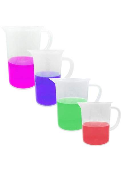 Kulplu Plastik Beher 2000 ml Kabartma Dereceli Beaker Ölçü Kabı 2 Litre