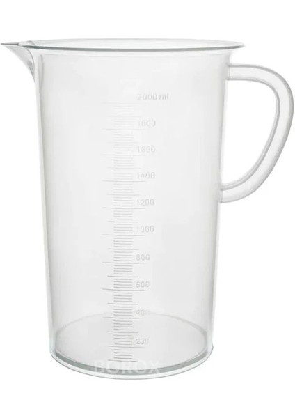 Kulplu Plastik Beher 2000 ml Kabartma Dereceli Beaker Ölçü Kabı 2 Litre