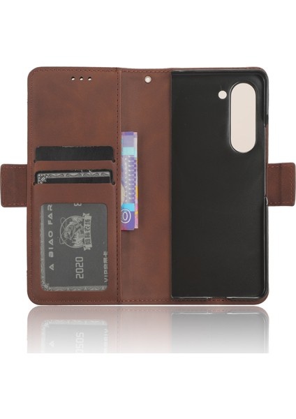Samsung Galaxy Z Fold6 5g Çoklu Kart Yuvaları Deri Cüzdan Katlanır Telefon Kapağı (Yurt Dışından)