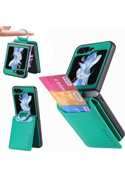 Samsung Galaxy Z Flip6 5g Kart Yuvası Kickstand Pu+Pc Kapağı (Yurt Dışından)