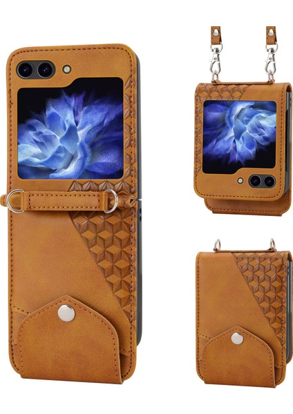 Samsung Galaxy Z Flip6 5g Buzağı Dokulu Pu Deri Telefon Kılıfı (Yurt Dışından)