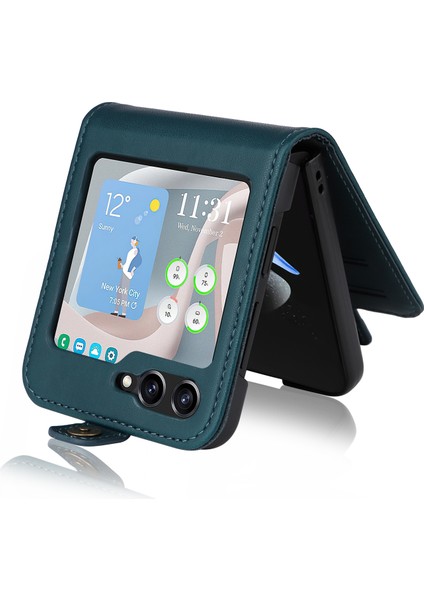 Samsung Galaxy Z Flip6 5g Kart Yuvalı Deri Telefon Kılıfı (Yurt Dışından)