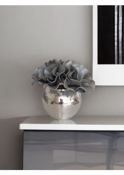 Tekno Trust Işıltı Home Desing Aynalı Yuvarlak Büyük Boy Cam Vazo Gri modelleri