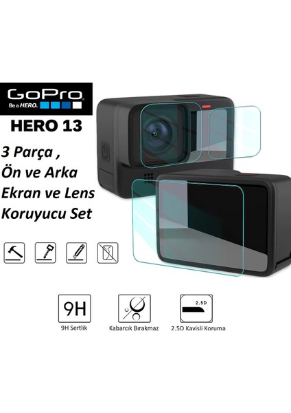 Gopro Hero 13 Ekran Koruyucu Seti 9h