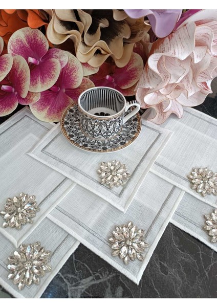 Taş Detaylı Kahve Yanı, Kokteyl, Sunum Peçetesi 6 Adet