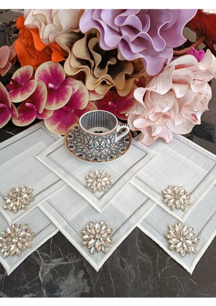 Taş Detaylı Kahve Yanı, Kokteyl, Sunum Peçetesi 6 Adet modelleri