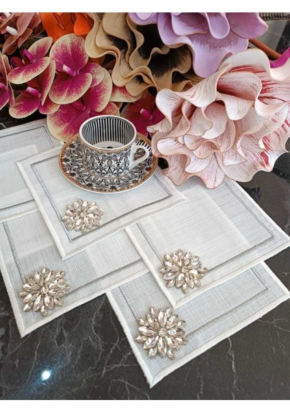 Taş Detaylı Kahve Yanı, Kokteyl, Sunum Peçetesi 6 Adet fırsatları