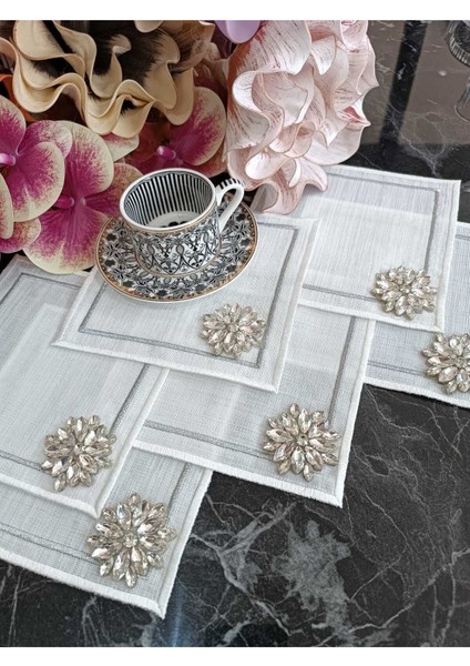 Taş Detaylı Kahve Yanı, Kokteyl, Sunum Peçetesi 6 Adet indirimleri