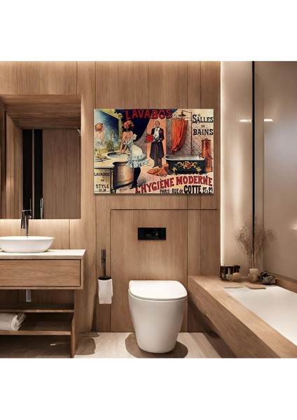 Tekli Yatay Kanvas Duvar Tablosu Lavabos De Style Banyo Tablosu