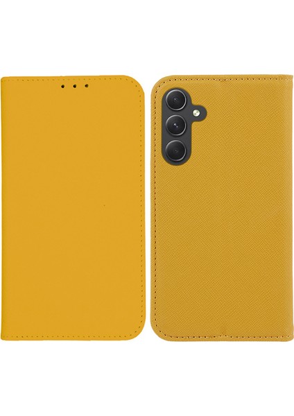 Samsung Galaxy M35 5g Çapraz Dokulu Pu Deri Cüzdan Telefon Kılıfı (Yurt Dışından)