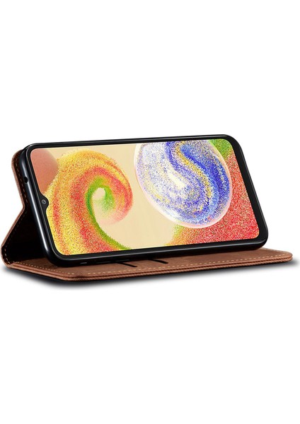Samsung Galaxy S24 Fe Cüzdan Çevirme Deri Telefon Kapağı Kot Kumaş Dokusu (Yurt Dışından)