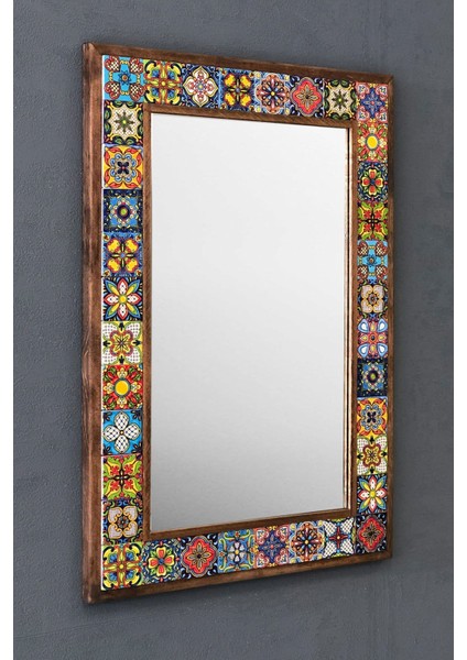 Tekno Trust Masif Çerçeveli Mozaik Taş Ayna 43 cm x 63 cm Morocco-Etnik Desen fiyatları