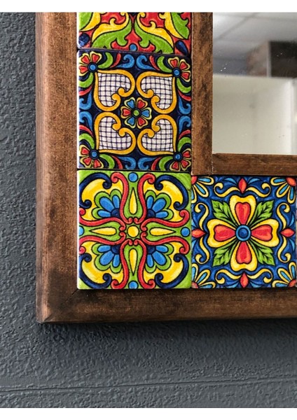Tekno Trust Masif Çerçeveli Mozaik Taş Ayna 43 cm x 63 cm Morocco-Etnik Desen modelleri
