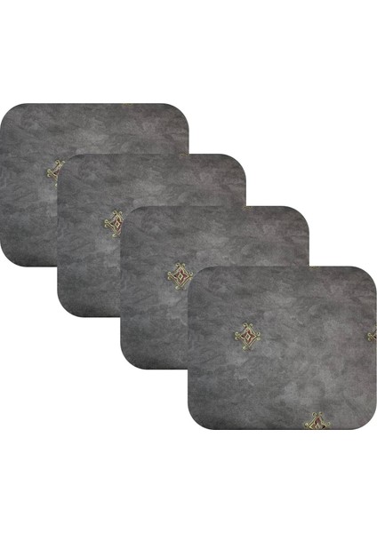 Knsz oturma minderi 4 lü mazlum gri işlemeli kumaş tel sandalyesi oturma yeri için