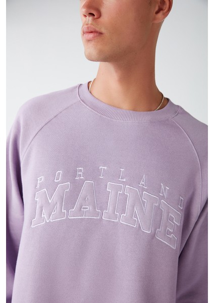 Balanced Erkek Önü Aplikeli Yuvarlak Yakalı Içi Polarlı Lila Sweatshirt fırsatları