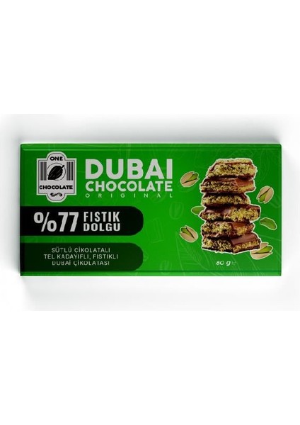 %77 Fıstık Oranlı Dubai Çikolatası 80g