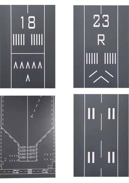 1:400 & 1:500 Ölçekli Hava Araçları Için Uçak Pisti (Havaalanı, Pist, Yol Düzeni) 20X30 cm - 4 Parça modelleri