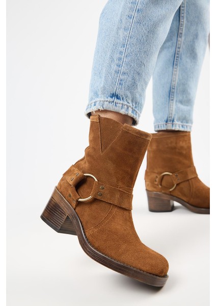 (Livia) Kadın Deri Biker Taba Bot fırsatları