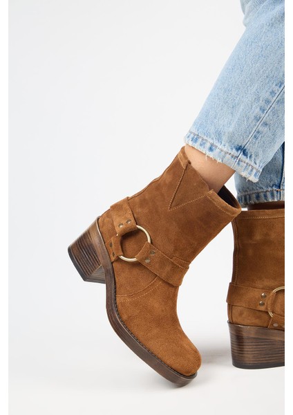 (Livia) Kadın Deri Biker Taba Bot indirimleri