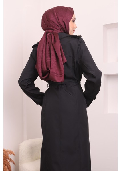 Siyah Kruvaze Yaka Apoletli Uzun Trençkot fırsatları