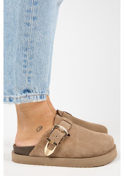 (Sofia) Kadın Deri Sabo Platform Vizon Terlik