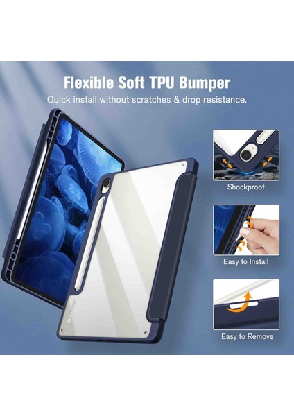 Samsung Galaxy Tab S9 Fe 10.9 SMX510 SMX710 Uyumlu Kılıf Üçgen Pen Charge Kalem Bölmeli Kapak modelleri