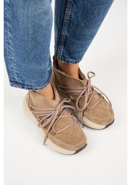 (Palmira) Kadın Deri Içi Kürklü Bağcıklı Mini Vizon Bot fiyatları