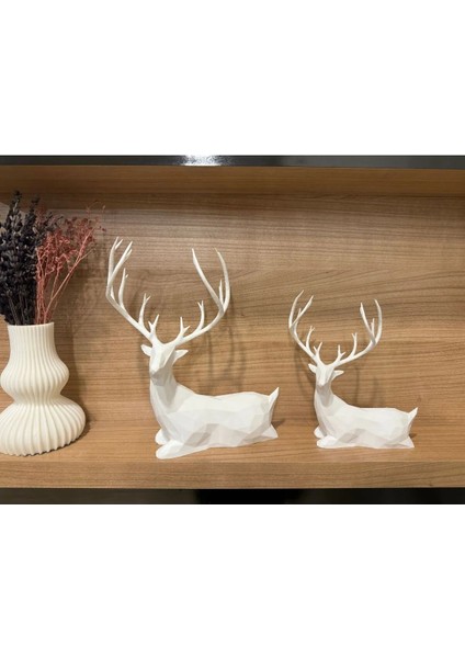 2'li Set Beyaz Geyik Biblo Geyik Figürlü Modern Dekoratif Pinterest Biblo