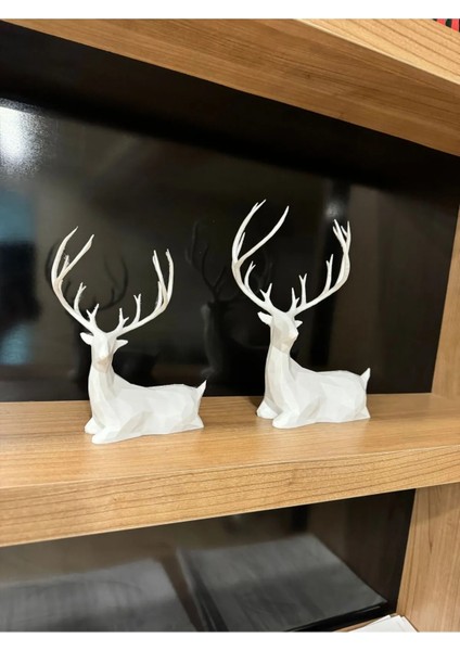 2'li Set Beyaz Geyik Biblo Geyik Figürlü Modern Dekoratif Pinterest Biblo fırsatları