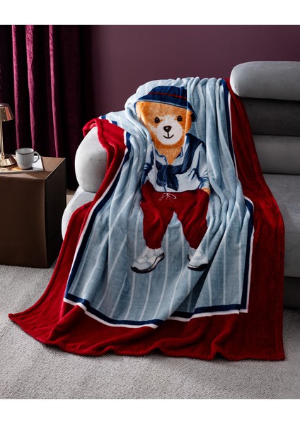Fares Ayı Tek Kişilik Welsoft Polar Baskılı Battaniye - Bej