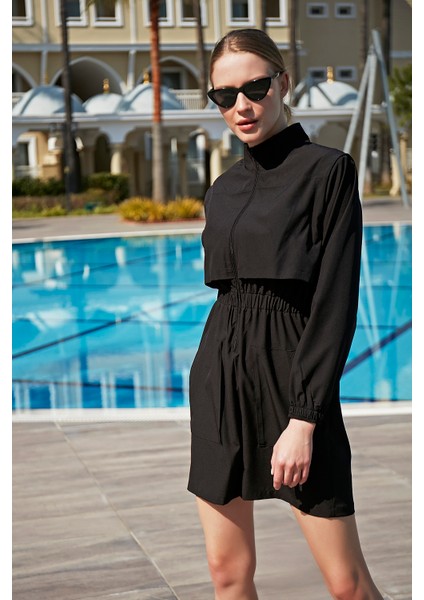 Remsa Tulum Spor Paraşüt Yarı Kapalı Tesettür Yüzücü Mayo R100 Siyah modelleri