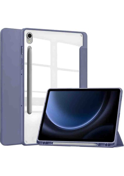 Samsung Galaxy Tab S9 Fe 10.9 SMX510 SMX710 Uyumlu Kılıf Üçgen Pen Charge Kalem Bölmeli Kapak