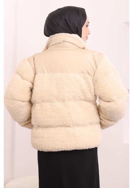 Vizon Cepli Peluş Kısa Mont modelleri