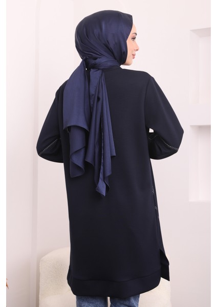 Lacivert Nakışlı Oysh Tunik