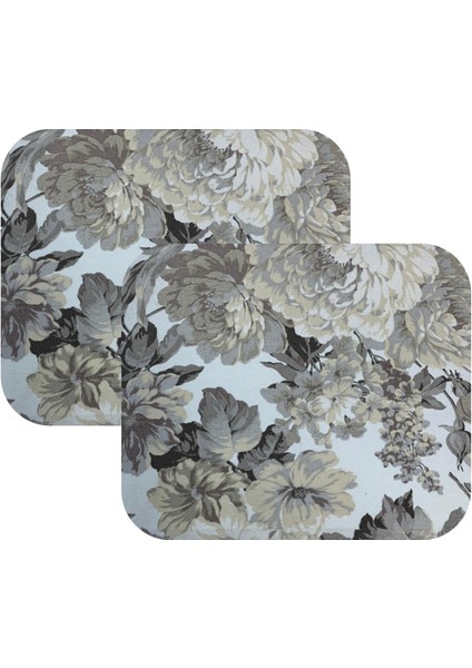 Knsz oturma minderi 2 li mazlum çiçek gri kumaş tel sandalyesi oturma yeri için