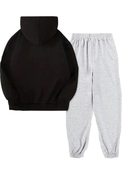 New York Baskılı Unisex Kapüşonlu Kanguru Cepli Şardonlu Eşofman Takımı