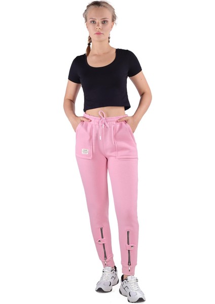 9146M Paça Fermuar Detay Slim Fit Eşofman Pembe