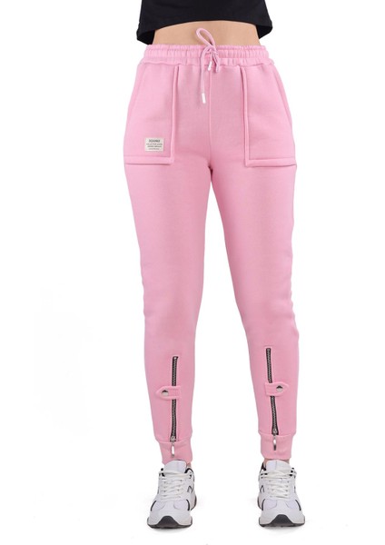 9146M Paça Fermuar Detay Slim Fit Eşofman Pembe