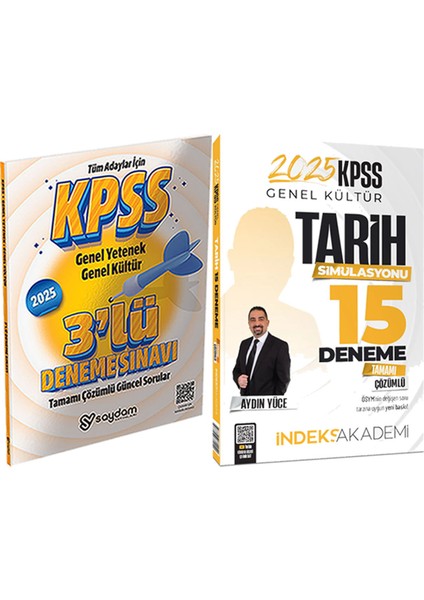 2025 KPSS Tarih Simülasyonu 15 Deneme Çözümlü - Saydam Yayınları 2025 KPSS 3'lü Deneme Hediyeli