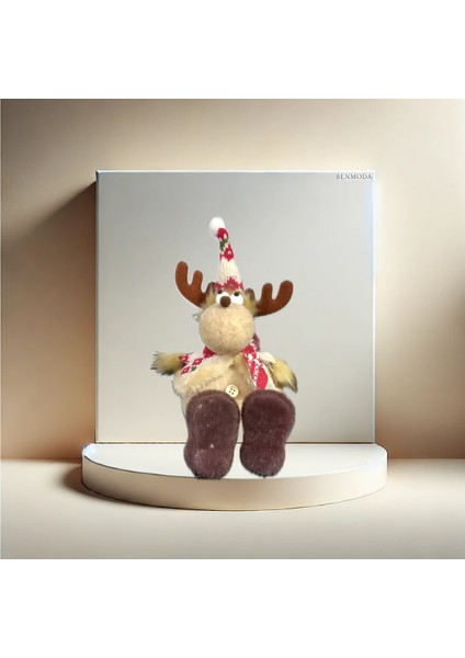 Boynuzlu Oturan Geyik Yılbaşı Noel Süsü Oyuncak