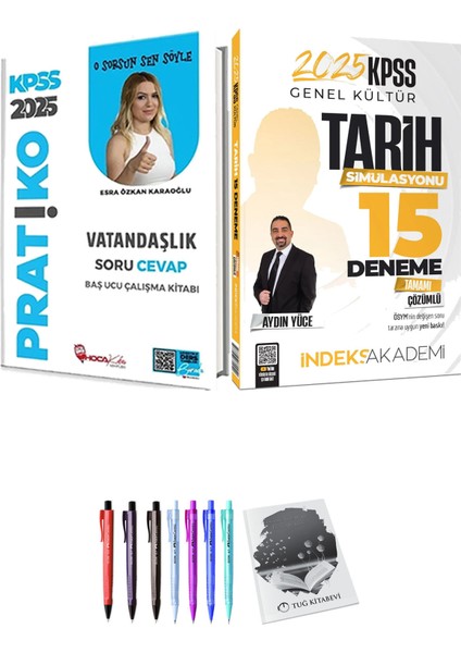 2025 KPSS Tarih Simülasyonu 15 Deneme Çözümlü - Hoca Kafası 2025 KPSS Vatandaşlık Pratiko Soru Cevap Çalışma Kitabı + Hediyeli