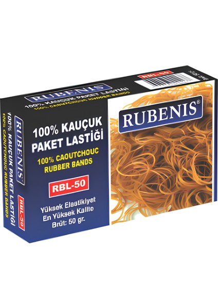 %100 Kauçuk Paketleme Lastiği - Dayanıklı ve Esnek Çözüm (50 Gr.)