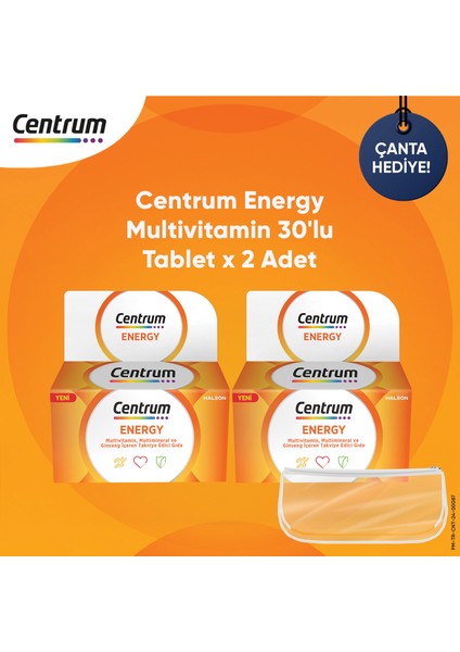 Energy Multivitamin 30'lu Tablet * 2 Adet+ Hediye Çanta