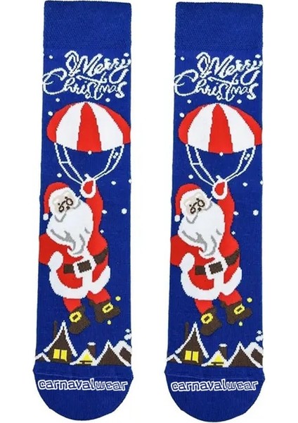 Mavi Merry Christmas Yazılı Yılbaşı Çorabı
