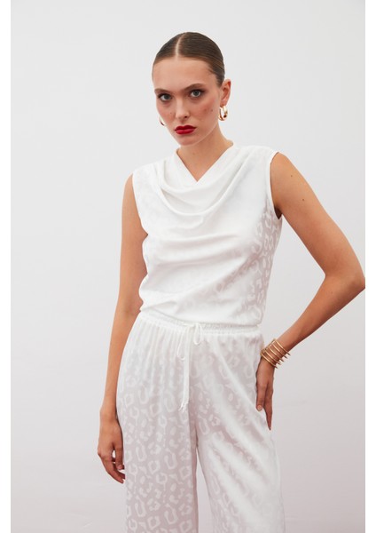 Degaje Yaka Kolsuz Bluz - Ekru modelleri