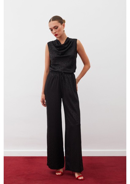 Bel Lastikli Desenli Pantolon - Siyah fiyatları