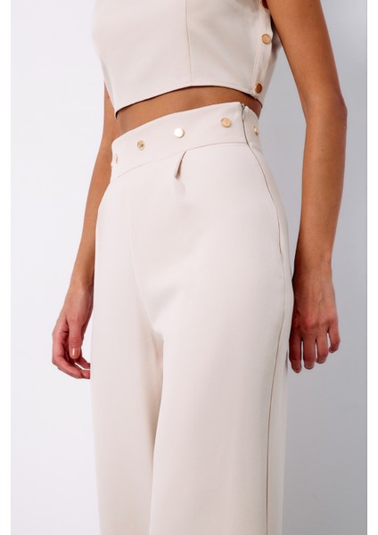 Bel Aksesuarlı Pantolon - Bej indirimleri